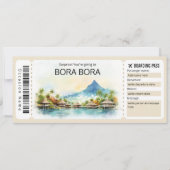 Bewerkbare Bora Bora Vliegticket Boarding Pass Kaart (Voorkant)