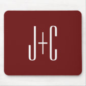 Bewerkbare bordeaux rode achtergrond & witte tekst muismat (Voorkant)