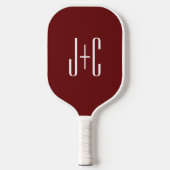 Bewerkbare bordeaux rode achtergrond & witte tekst pickleball paddle (Voorkant)