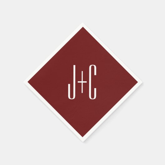 Bewerkbare bordeaux rode achtergrond & witte tekst servet (Hoek)