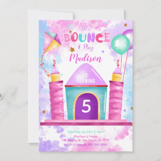 bewerkbare bounce uitnodiging (Voorkant)