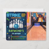 Bewerkbare bowling foto uitnodiging (Voorkant)