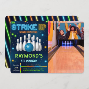 Bewerkbare bowling foto uitnodiging