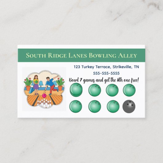 Bewerkbare Bowling Games Loyalty Card (Voorkant)
