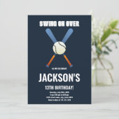 Bewerkbare Boys Sports Party Kaart met Classic Bal (Staand voorkant)