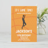 Bewerkbare Boys Sports Party Kaart met Dark Court (Staand voorkant)