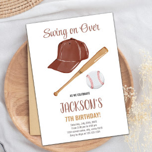 Bewerkbare Boys Sports Party Kaart met Red Stitch 