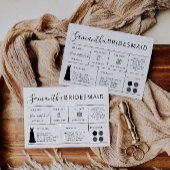 Bewerkbare bruidsmeisje informatie Kaart, bruidsfe Kaart