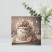  BEWERKBARE BRUILOFT JUBILEUM CAKE KAART (Staand voorkant)