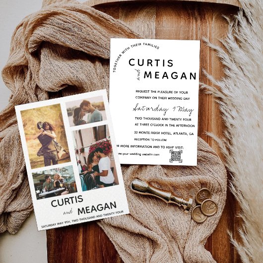 Bewerkbare bruiloft uitnodiging met fotocollage