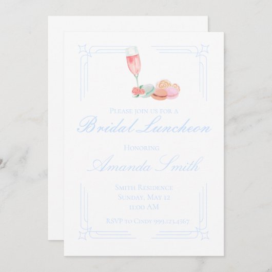 Bewerkbare bruilofts-lunch/ontvangst uitnodiging (Voorkant / Achterkant)