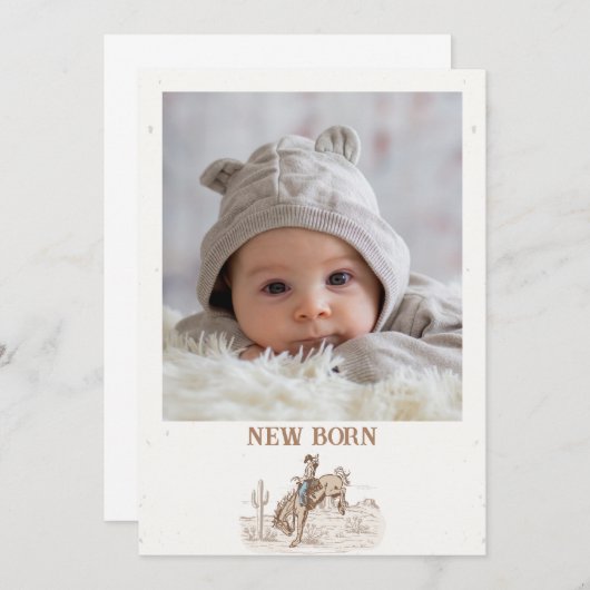 Bewerkbare Bruine Eerste Rodeo Maandelijkse Banner Kaart (Voorkant / Achterkant)