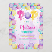 Bewerkbare Bubbles Verjaardagsuitnodiging Kaart (Voorkant / Achterkant)
