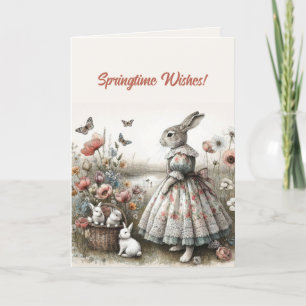 Bewerkbare Bunnies Springtime Wishes Happy Easter Kaart