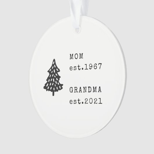 Bewerkbare Cadeau Nieuwe Oma Zwangerschapsaankondi Ornament (voorkant)