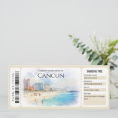 Bewerkbare Cancun Plane Boarding Pass Ticket Kaart (Staand voorkant)