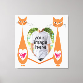 Bewerkbare Cat Love Heart – Aangepast tekstontwerp Canvas Afdruk