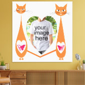 Bewerkbare Cat Love Heart – Aangepast tekstontwerp Canvas Afdruk (Insitu (Woonkamer))