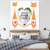 Bewerkbare Cat Love Heart – Aangepast tekstontwerp Canvas Afdruk (Insitu (Slaapkamer))