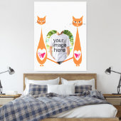 Bewerkbare Cat Love Heart – Aangepast tekstontwerp Canvas Afdruk (Insitu (Slaapkamer))