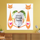 Bewerkbare Cat Love Heart – Aangepast tekstontwerp Canvas Afdruk (Insitu (Woonkamer))