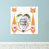 Bewerkbare Cat Love Heart – Aangepast tekstontwerp Canvas Afdruk (Insitu (Houten vloer))