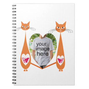 Bewerkbare Cat Love Heart Custom Design Notitieboek