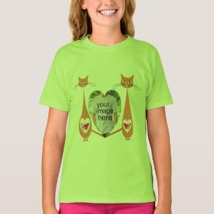 Bewerkbare Cat Love Heart Custom Design T-shirt