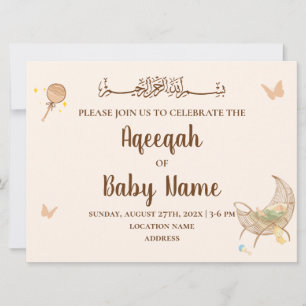 Bewerkbare Chic Neutrale Aqeeqah Uitnodigingskaart Kaart