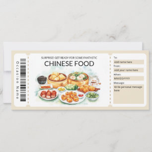 Bewerkbare Chinese Voedsel Gift Voucher Sjabloon Kaart