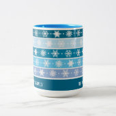 Bewerkbare Christmas Snowflakes Two-Tone Coffee Mo Tweekleurige Koffiemok (Center)