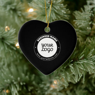 Bewerkbare circulaire tekst en geüploade Logo-Sjab Keramisch Ornament