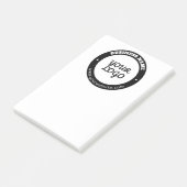 Bewerkbare circulaire tekst en geüploade Logo-Sjab Post-it® Notes (Schuin)