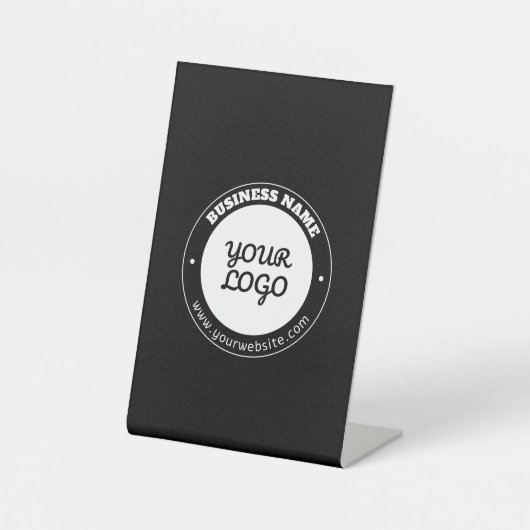 Bewerkbare circulaire tekst en geüploade Logo-Sjab Reclamebord Met Voetstuk (Voorkant)