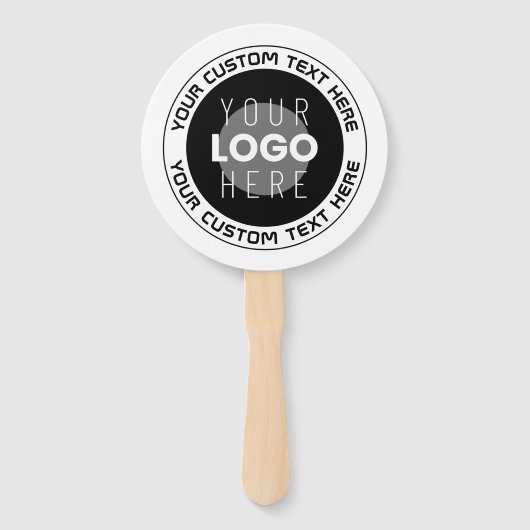 Bewerkbare circulaire tekst en vervangbare Logo |  Handwaaier (Achterkant)
