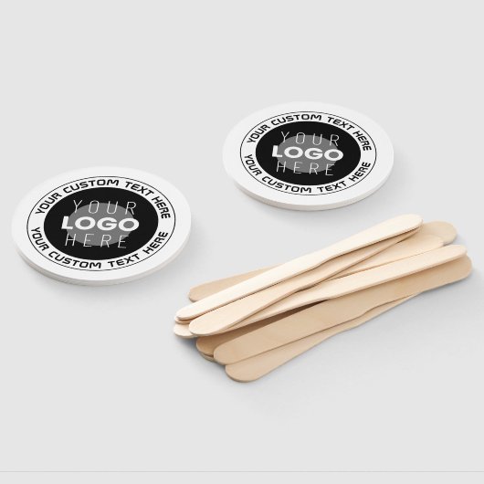 Bewerkbare circulaire tekst en vervangbare Logo |  Handwaaier (Niet-gemonteerd)