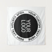 Bewerkbare circulaire tekst en vervangbare Logo |  Wandkleed (Voorkant (horizontaal))