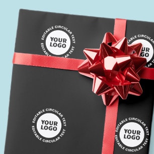 Bewerkbare Cirkelvormige Tekst Sjabloon & Uw Logo Cadeaupapier