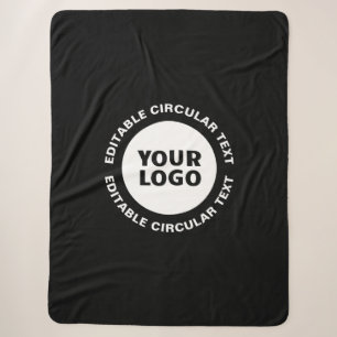 Bewerkbare Cirkelvormige Tekst Sjabloon & Uw Logo Sherpa Deken