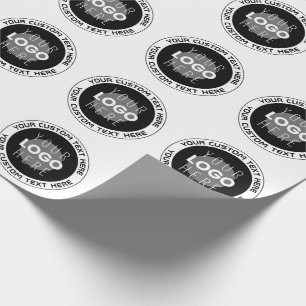 Bewerkbare cirkelvormige tekst & vervangbaar logo  cadeaupapier