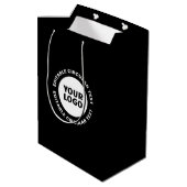 Bewerkbare cirkelvormige tekstsjabloon & uw logo medium cadeauzakje (Achterkant Gekanteld)