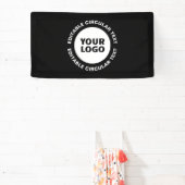 Bewerkbare cirkelvormige tekstsjabloon & uw logo spandoek (Insitu)
