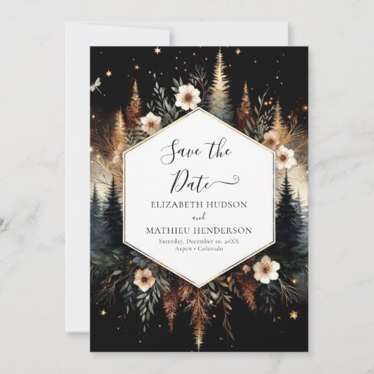 Bewerkbare Classic Enchanted Forest Wedding Save The Date (Voorkant)