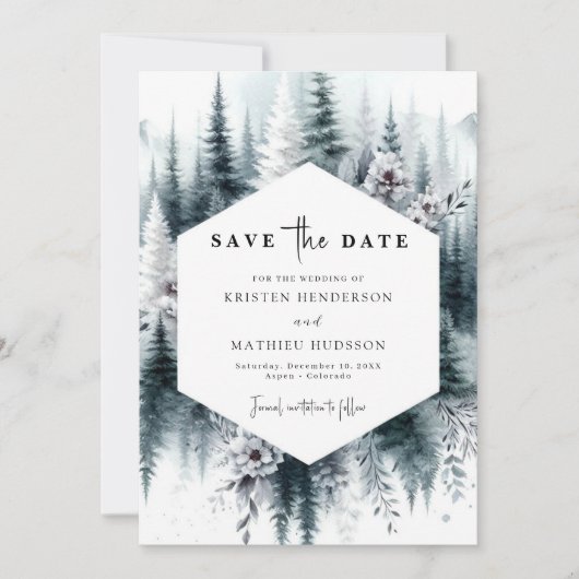 Bewerkbare Classic Mountain Wedding Save The Date (Voorkant)