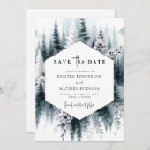 Bewerkbare Classic Mountain Wedding Save The Date (Voorkant / Achterkant)