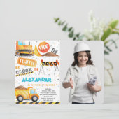 Bewerkbare constructie Verjaardag Foto uitnodiging (Staand voorkant)