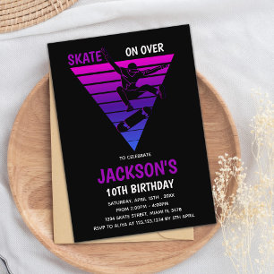 Bewerkbare Cool Skater Party Uitnodigen Kaart