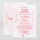 Bewerkbare Coquette Baby shower Invitation 1 Kaart (Voorkant / Achterkant)