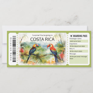 Bewerkbare Costa Rica Vliegticket Boarding Pass Kaart