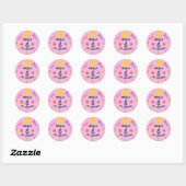 Bewerkbare Crayon Stijl – Pop Star Diva Verjaardag Ronde Sticker (Vel)